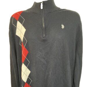 U.S Polo Assn mens XXL Long Sleeve Zip-Up acrylic Turtleneck ribbed-cuff Sweater